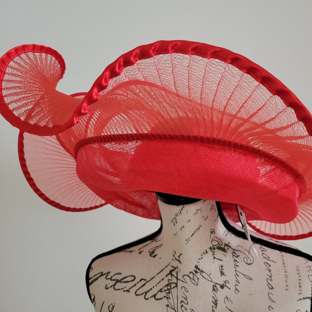 Paris Hand-Made Large Brim Ruffle Organza Hat | Elegant Royal Derby Wedding Hat